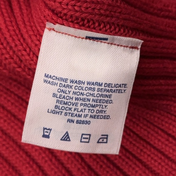 Vintage Lands'‎ End Sweater Men's Large Red Ribbed Knit Crew Neck Made in USA - Picture 3 of 7